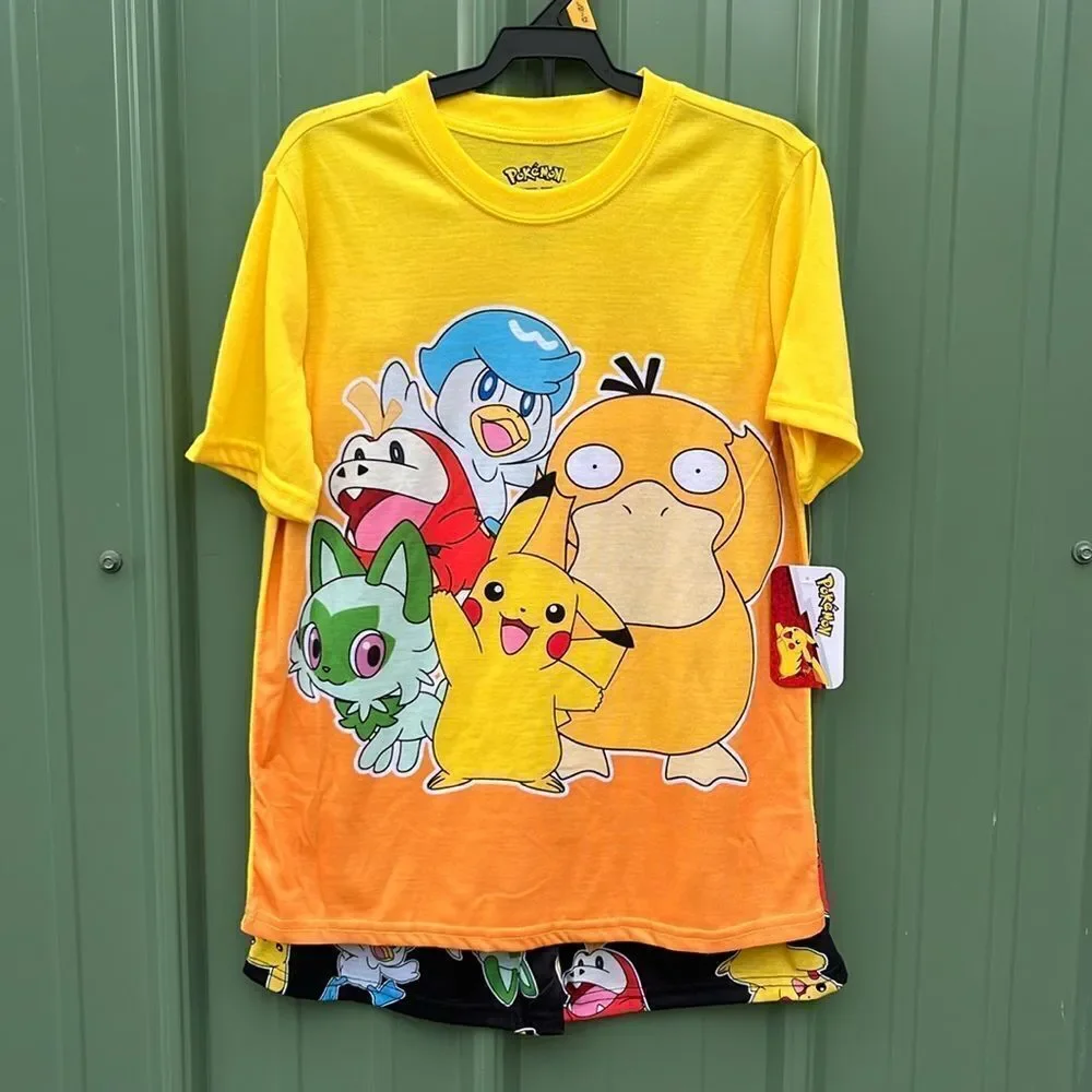 Pokémon & Ninja Turtles Graphic Print Tee & Shorts Sleep 2, 2-Piece Sets Size L
